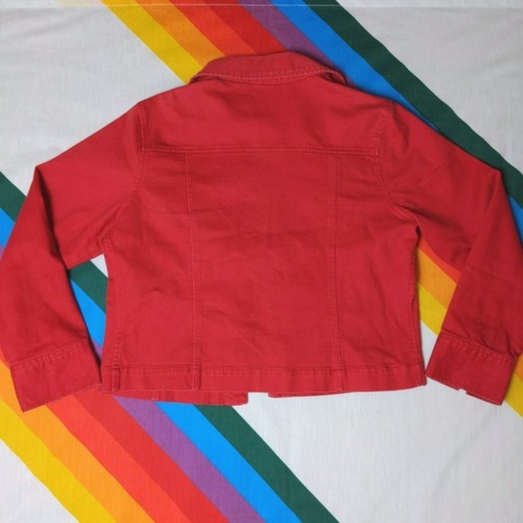 Y2K Red Denim Jacket by NY Jeans. - Picture 2 of 5